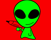 Disegno Alieno II pitturato su franciesca