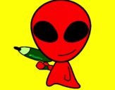 Disegno Alieno II pitturato su PUDDU