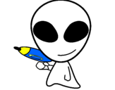 Disegno Alieno II pitturato su omar stars