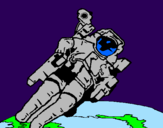 Disegno Astronauta nello spazio  pitturato su 009