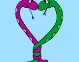 Disegno Serpenti innamorati  pitturato su sara - sissi