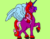 Disegno Unicorno con le ali  pitturato su KW