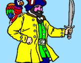 Disegno Pirata con il pappagallo  pitturato su giovanni