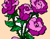 Disegno Mazzo di rose  pitturato su david