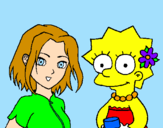 Disegno Sakura e Lisa pitturato su  davide