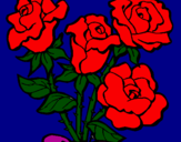 Disegno Mazzo di rose  pitturato su martina biancotto