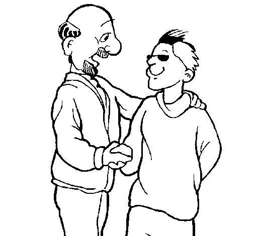 Padre e figlio si stringono la mano
