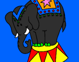 Disegno Elefante in scena  pitturato su flavio