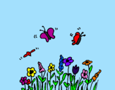 Disegno Farfalla sui fiori pitturato su elisa perini