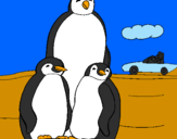 Disegno Famiglia pinguino  pitturato su beatrice