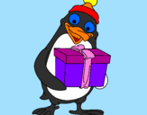 Disegno Pinguino pitturato su gigina