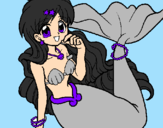 Disegno Sirena pitturato su perla