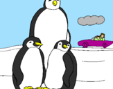 Disegno Famiglia pinguino  pitturato su martina e pat