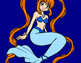 Disegno Sirena con le perle  pitturato su akura
