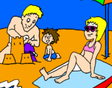 Disegno Vacanza in famiglia pitturato su mare