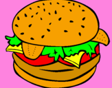 Disegno Hamburger completo  pitturato su aury dusìì