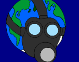 Disegno Terra con maschera anti-gas  pitturato su GIACOMO