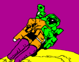 Disegno Astronauta nello spazio  pitturato su giuseppe
