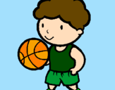 Disegno Giocatore di pallacanestro  pitturato su gre-faff
