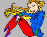 Disegno Principessa ninja  pitturato su magdalena