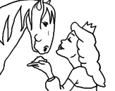 Disegno Principessa e cavallo  pitturato su naso a patata