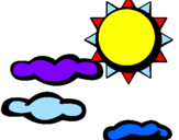 Disegno Sole con nuvole 2 pitturato su SOLE NUVOLE