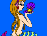 Disegno Sirena e perla  pitturato su ASIA E GIULIA