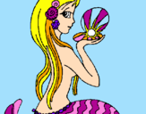 Disegno Sirena e perla  pitturato su Sha 12