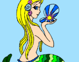Disegno Sirena e perla  pitturato su  i due