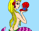 Disegno Sirena e perla  pitturato su siriah chiavuzzi