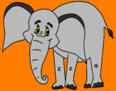 Disegno Elefante felice  pitturato su Andrea B.
