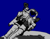 Disegno Astronauta nello spazio  pitturato su nessuno