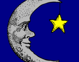 Disegno Luna e stelle  pitturato su Giulia
