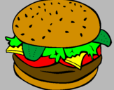 Disegno Hamburger completo  pitturato su nana