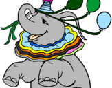 Disegno Elefante con 3 palloncini  pitturato su domenico