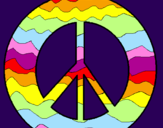 Disegno Simbolo della pace pitturato su turkese