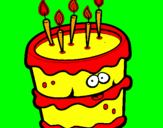 Disegno Torta di compleanno 2 pitturato su aurora