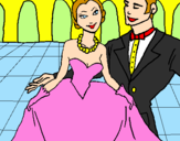 Disegno Principessa e principe al ballo  pitturato su lawrence