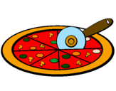 Disegno Pizza pitturato su pizza acolore