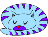 Disegno Gatto addormentato  pitturato su irene
