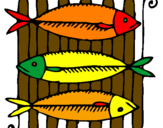 Disegno Pesce pitturato su simone