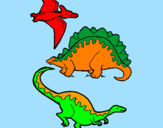 Disegno Tre specie di dinosauri  pitturato su samuel  il tris 