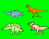 Disegno Dinosauri di terra  pitturato su davide