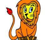 Disegno Leone pitturato su leoncino