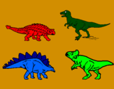 Disegno Dinosauri di terra  pitturato su alfredo