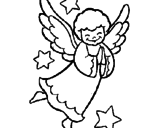 Disegno Angioletto pitturato su angelo