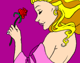 Disegno Principessa con una rosa pitturato su SERENA RIZZATO