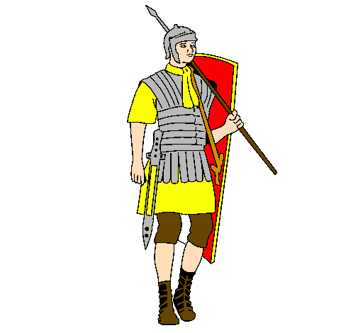 Disegno Soldato romano  pitturato su legionario romano