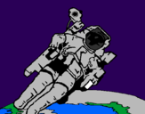 Disegno Astronauta nello spazio  pitturato su loris