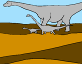 Disegno Famiglia di Brachiosauri  pitturato su RECS